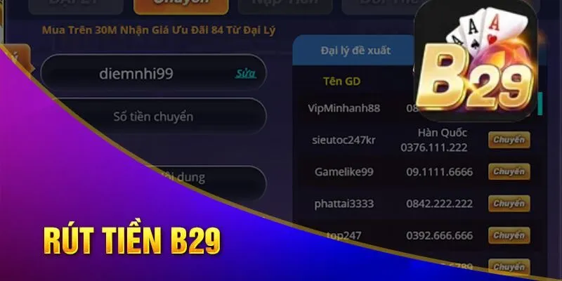 Rút tiền B29 3 Chi tiết cách rút tiền cổng game B29